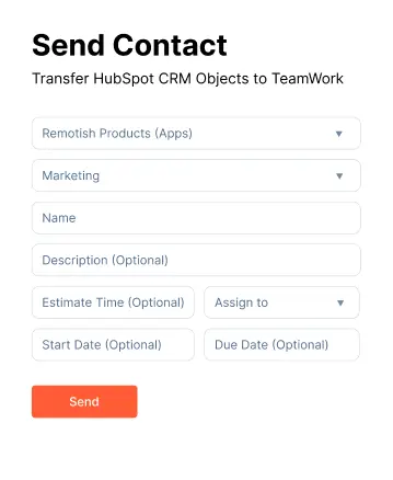 Send HubSpot CRM object to Teamwork